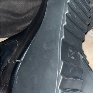 Rock & Candy Black knee high boots shiny vinyl wedge heel Size 11